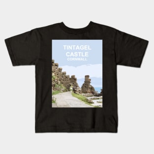 Tintagel Cornwall. Cornish gift Travel location poster Kids T-Shirt